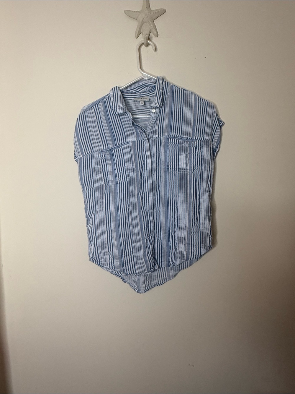 Lucky Brand Blue and White Striped Button-Up Shirt